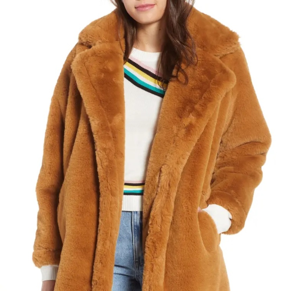 Faux Fur Camel Coat